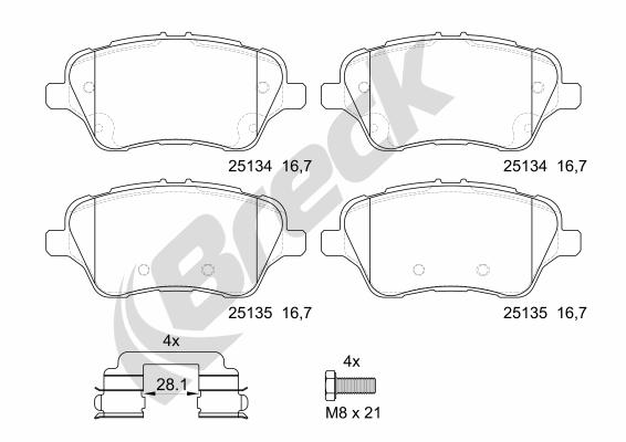 Brake Pad Set, disc brake - 25134 00 701 00 BRECK
